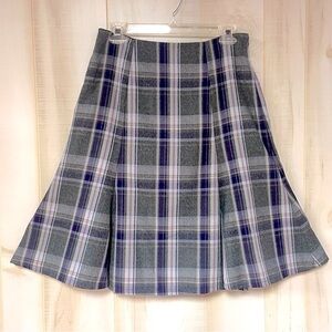 Carole Little Grey Purple Plaid Fit And Flare Skirt Sz 6